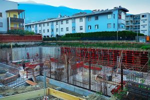 A Bressanone nel cantiere di 2 palazzine sono stati realizzati i locali interrati con la tecnica della vasca bianca in calcestruzzo impermeabile.
