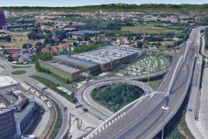 Vista del nuovo punto vendita Tecnomat a Padova Est con area commerciale e copertura carrabile